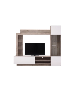 Mobile tv per soggiorno "torino" rovere e bianco, 204x35x174,5 cm